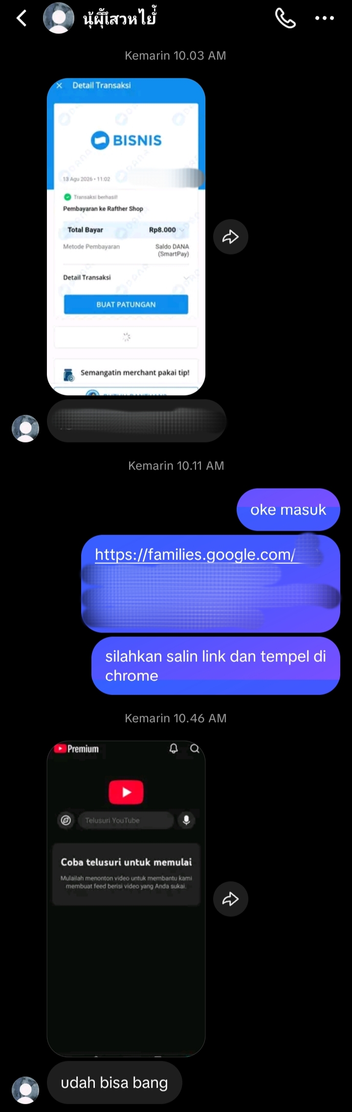 Testimoni Pembeli YouTube Premium 1